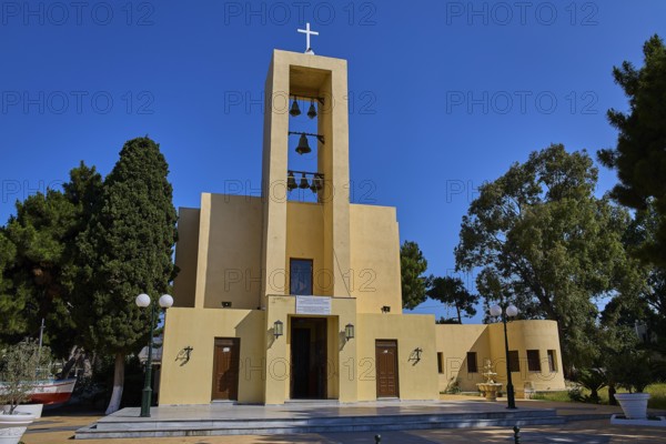 Church of Saint Francis, Church of Saint Nicholas, Agios Nikolaos, Yellow church with bells and