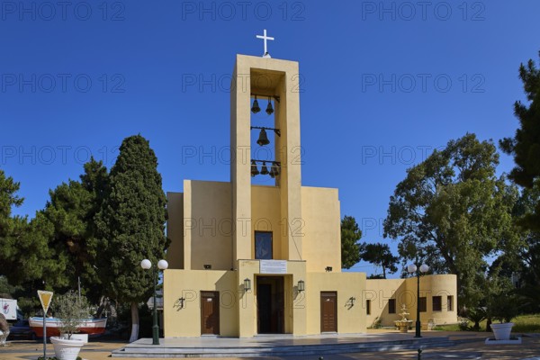 Church of Saint Francis, Church of Saint Nicholas, Agios Nikolaos, Yellow church with bell tower