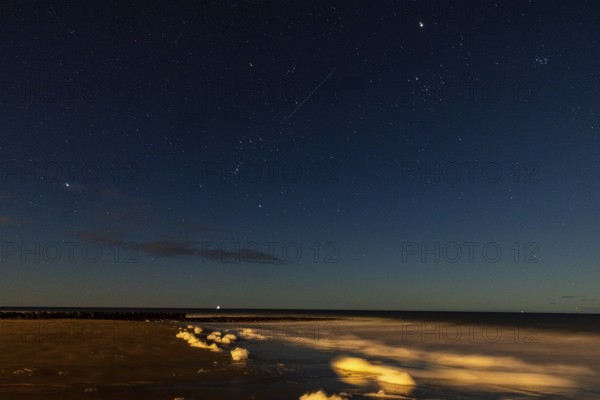 Starry sky on the beach in Westerland, North Sea, Sylt, Schleswig-Holstein