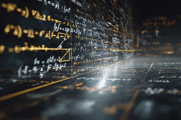 Difficult mathematical formulas that illustrate scientific research and advanced technologies