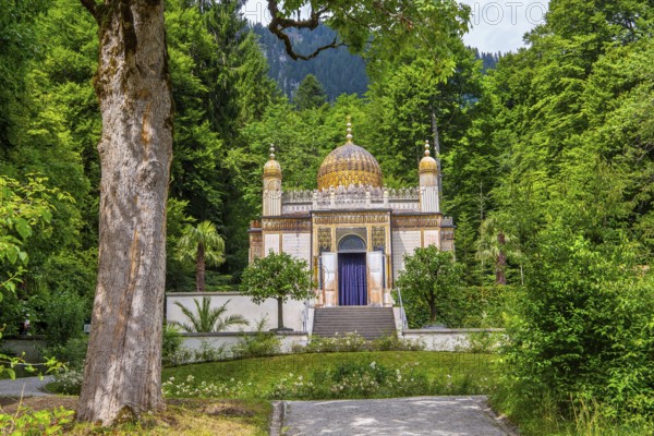Moorish kiosk in the park of Linderhof Palace, Ettal, Ammertal, Upper Bavaria, Bavaria, Germany,