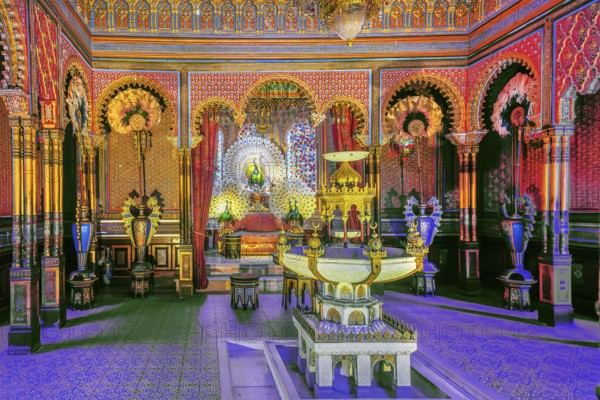 Interior of the Moorish Kiosk in the park of Linderhof Palace, Ettal, Ammertal, Upper Bavaria,