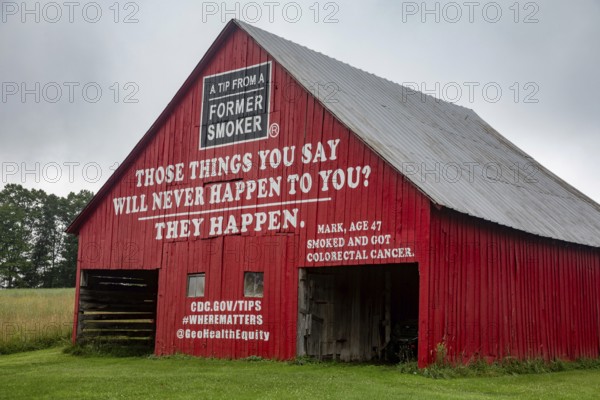 Marlinton, West Virginia - A barn in rural West Virginia is painted with an anti-smoking message.
