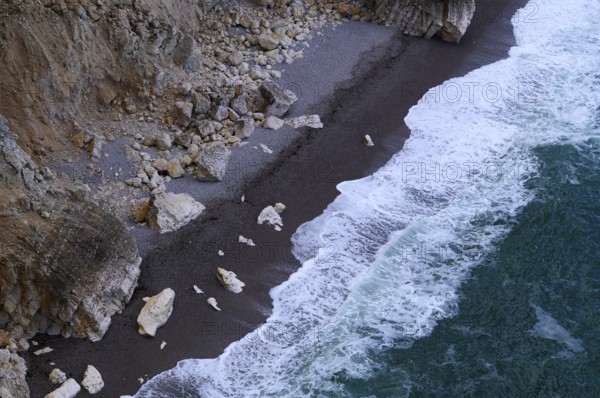 View from above of beach, rockfall, Étretat, Nrandung, sea, cliffs, cliffs, chalk cliffs, alabaster