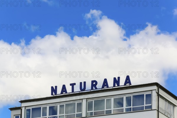 Naturana Miederfabriken, company building of Naturana Dölker Textilbekleidung, lettering,