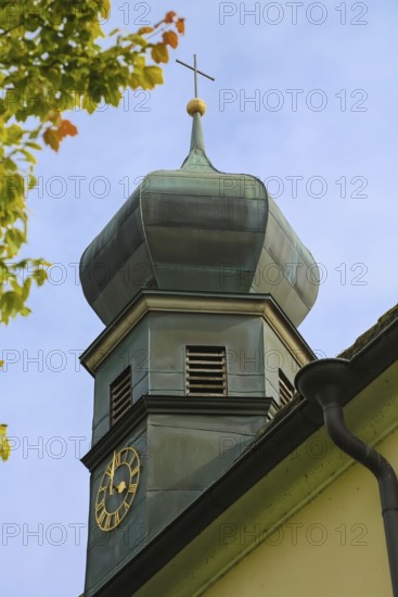 Chapel of St Wolfgang Oberuhldingen, built in 1711, onion dome, church tower, clock, sacred
