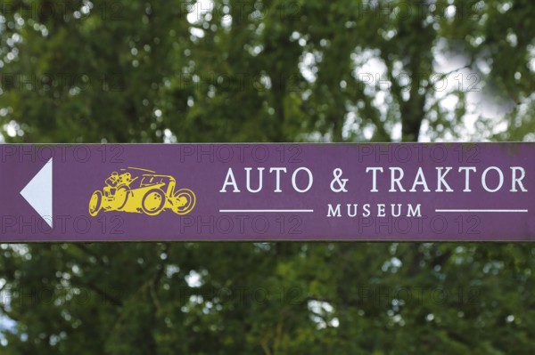 Sign, signpost, car and tractor museum, arrow, writing, letters, Oberuhldingen district,
