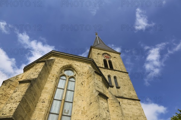 St. Martinus, catholic church, place of worship, sacral building, church tower, clock, cross,