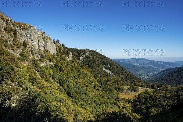 Alpine trail and rocks, at Hohneck, Col de la Schlucht, Vosges, Alsace-Lorraine, Vosges Haut-Rhin