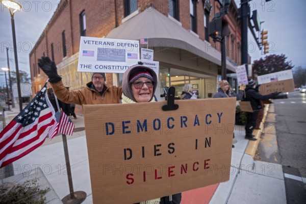 Milan, Michigan USA - 11 November 2025 - On Veterans Day, veterans held rallies across the country