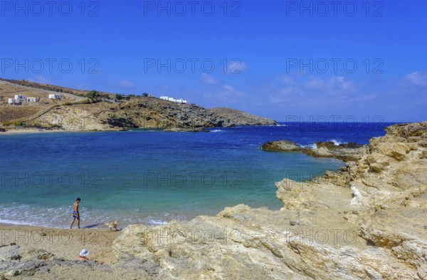 Mykonos, Cyclades, Greece - Mersini Beach, small settlement with sandy beach in the north of the