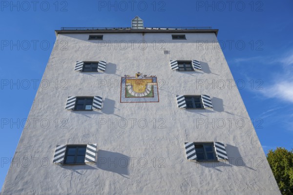 Franzmühle, Fassade mit Sonnenuhr, Bad Tölz, Upper Bavaria, Bavaria, Germany