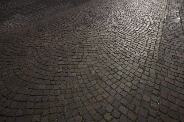 Cobblestones, street pavement, pedestrian zone, old town, Bietigheim-Bissingen, Baden-Württemberg,