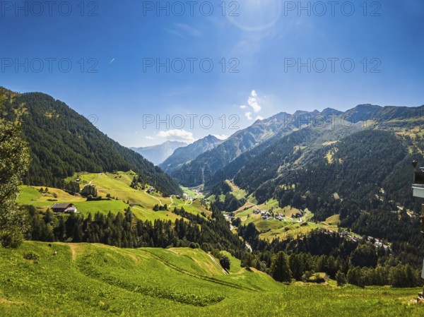 Picturesque Passeier Valley and mountain landscape with views of Rabenstein, Italian Corvara, a