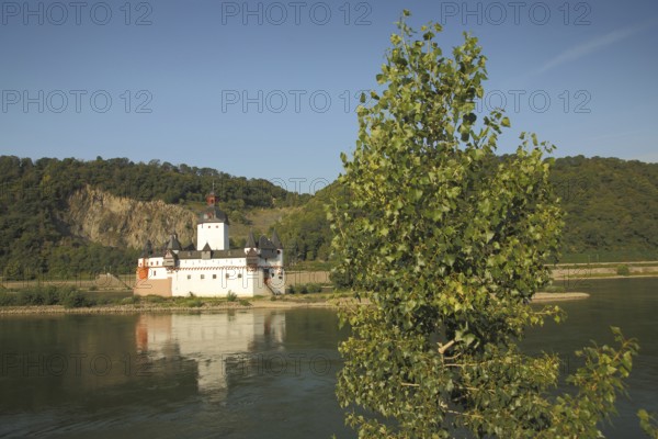 Pfalzgrafenstein Castle built 14th century, Rhine island, Rhine, landscape, cliffs, banks of the