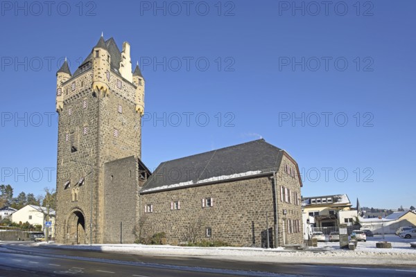 Historic Obertor and Theodore Dreiser House with Public Library, Mayen, Vulkaneifel, Eifel,