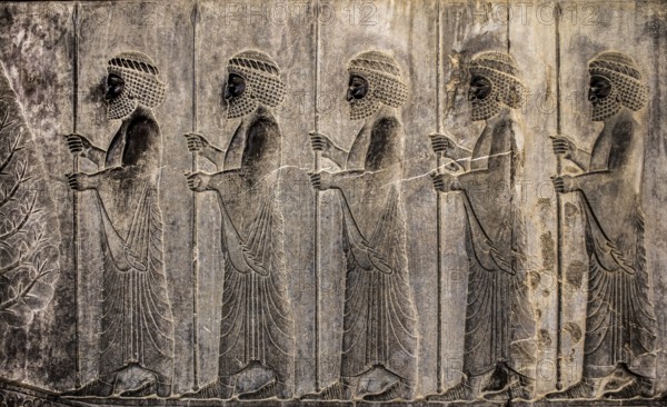 Relief detail of the delegation of peoples bringing gifts to Darius on the stairs of the Apadana