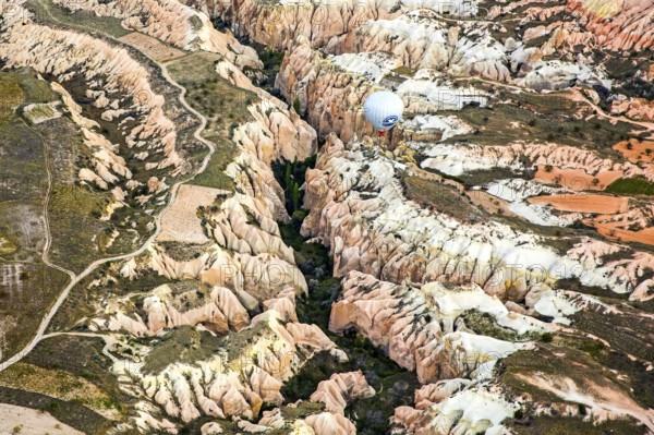 Balloon ride over fantastic tuff rock formations, Cappadocia, Turkey
