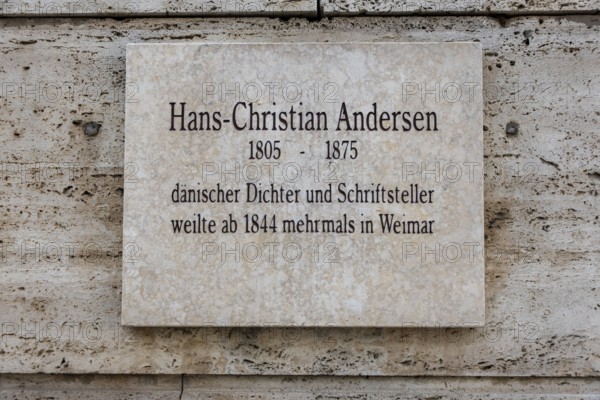 Memorial plaque for Danish poet and writer Hans Christian Andersen (1805—1875) in Weimar,