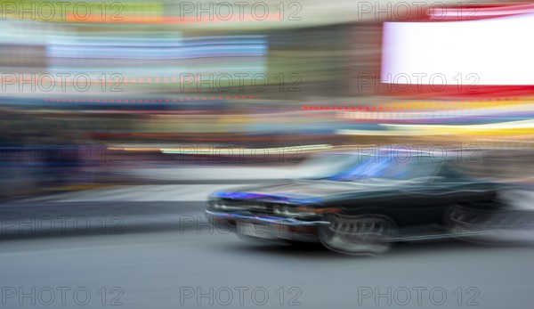 Vintage car at Shibuya Crossing, motion blur, long exposure, Shubuya Crossing, Shibuya, Tokyo,