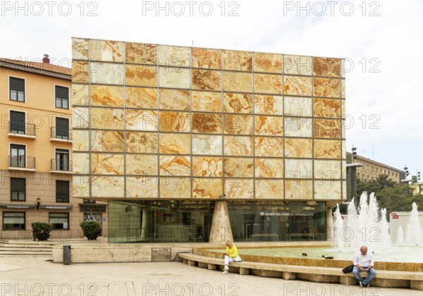 Modern architecture of Museo del Foro de Caesaraugusta, Roman forum museum building, Zaragoza,