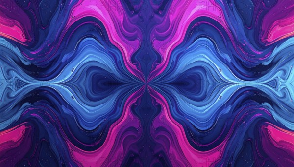 Symmetric Abstract Bright Liquid Ornament Background, futuristic wallpaper template illustration,