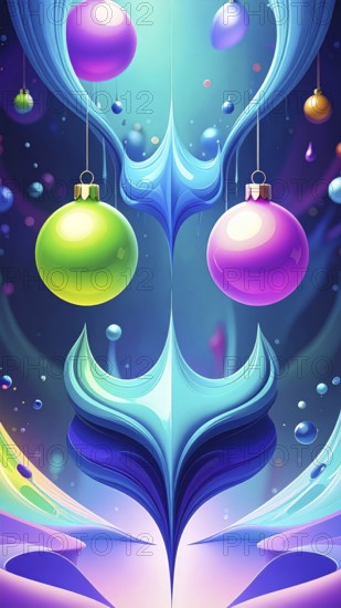 Symmetric Abstract Bright Liquid Ornament Background, futuristic wallpaper template illustration,