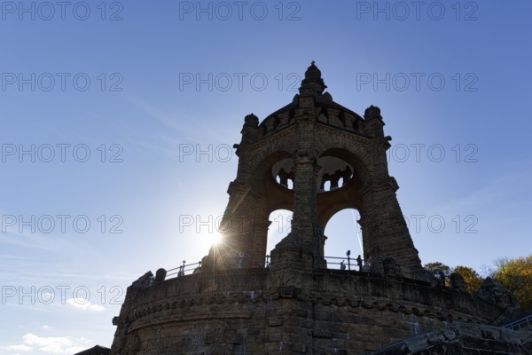 Kaiser Wilhelm Memorial, national monument with dome, landmark, sunny autumn weather, back light,