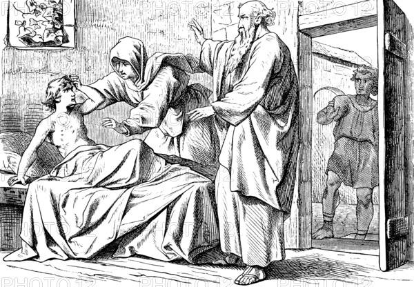 Elisa raises the son of the Sunamite from death, Second Book of Kings, chapter 4, room of boards,