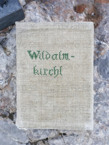 Wildalmkirchl summit book, or Wildalmkircherl, rarely climbed summit in the Steinernes Meer,