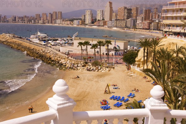Seafront, skyscrapers, skyscrapers, Klein-Manhattan skyline, Playa Levante, Mediterranean Sea,