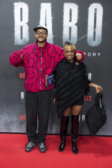Yannick Niang and Tsellot Melesse at the premiere of the Netflix film Babo at the Astor Film Lounge