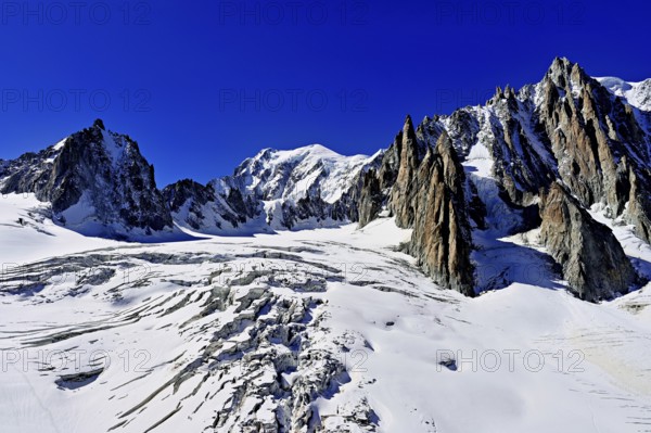 View of the mountains from the Télécabine Panorama Railway, La Tour Ronde, Mont Blanc, Mont Maudit,