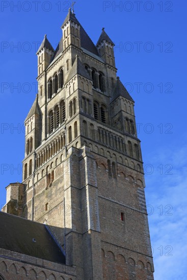 Historic St. Salvator Cathedral, Sint-Salvatorskathedraal, in the old town of Bruges, powerful