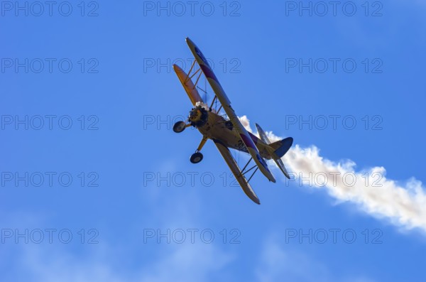 A Boeing PT-17 Stearman biplane, also Boeing Stearman Model 75, with the inscription 399 USNAVY