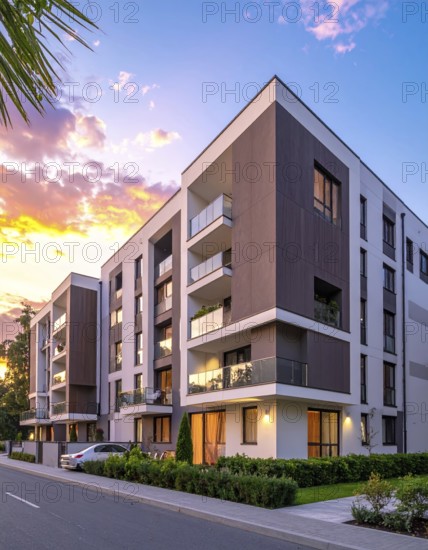 New modern block of flat, condo architecture, Residential apartment as a flat, luxury house