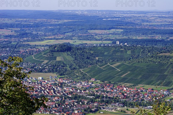 Picturesque scenery on the eaves of the Swabian Jura near Olgafels on Rossfeld in Metzingen-Glems,