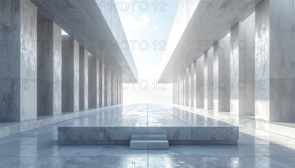 3d illustration of abstract modern architecture background, Minimal geometry architectural design,