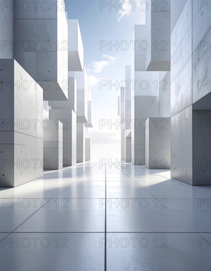 3d illustration of abstract modern architecture background, Minimal geometry architectural design,