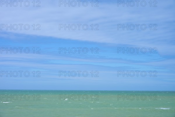 Wide sea under clear blue sky, Tuhawaiki Point Lighthouse or Jack's Point Lighthouse, Scarborough,