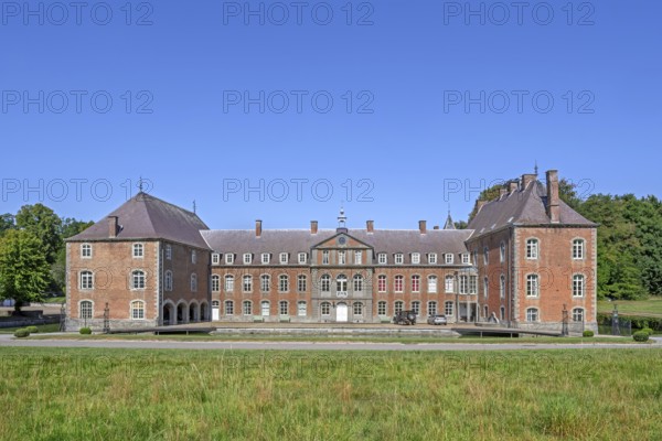 16th century Classicist Château de Franc-Waret in Louis XV style, moated castle in the village