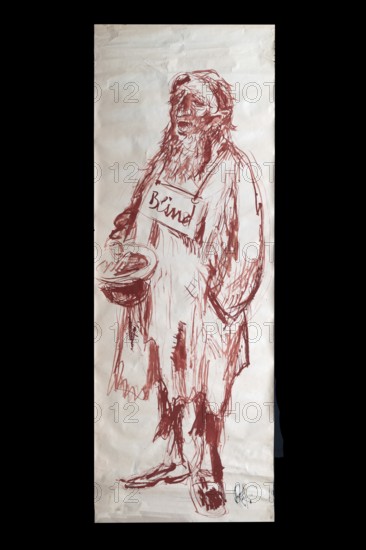 Original caricature, Berlin milieui from the 1940s, by artist Rudolf Führmann, 1909 to 1976,