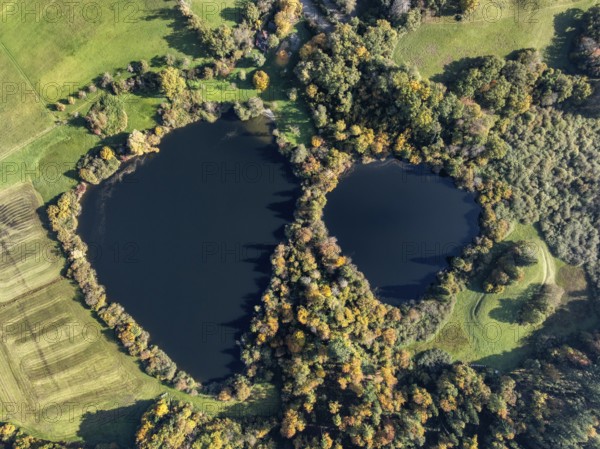 Aerial view of Lake Beech including Güttinger See, a swimming lake near Radolfzell am Lake