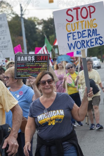 Detroit, Michigan USA - 18 October 2025 - A large crowd gathered for a 'No Kings' rally, protesting