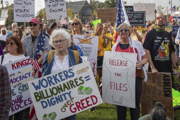 Detroit, Michigan USA - 18 October 2025 - A large crowd gathered for a 'No Kings' rally, protesting