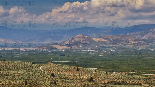 View of the plain, archaeological site, UNESCO World Heritage Site, Mycenae, Mycenae, important