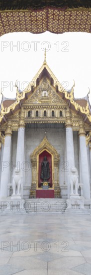 Marble temple, made of Carrara marble, Wat Benchamabopit, back of Ubosot, Buddhist temple in the