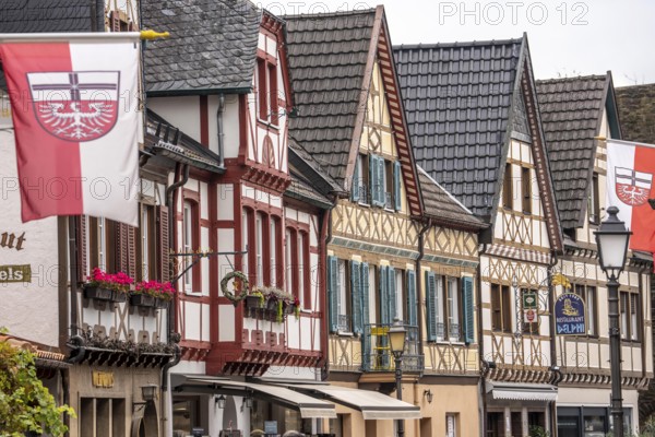The old town of Ahrweiler, half-timbered houses in Ahrhutstraße, renovated, restored, partly
