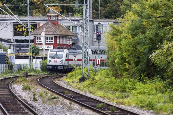 InterCity operated by Deutsche Bahn AG on the road between Stuttgart and Singen. The panoramic