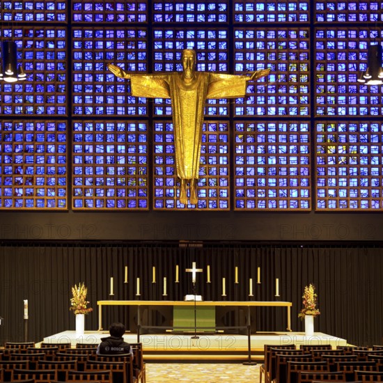 Kaiser Wilhelm Memorial Church, interior of the New Church with Resurrection Christ, Berlin,